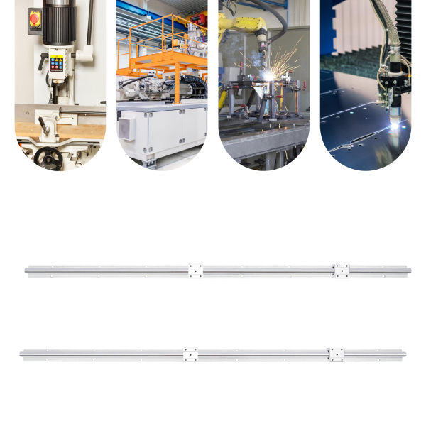 SBR16 Linear Rail 1200mm 2pcs Silver Linear Guide with 4 SBR16UU Bearing Blocks Stainless Rail Linear Rail Set For Grinding Milling Machines