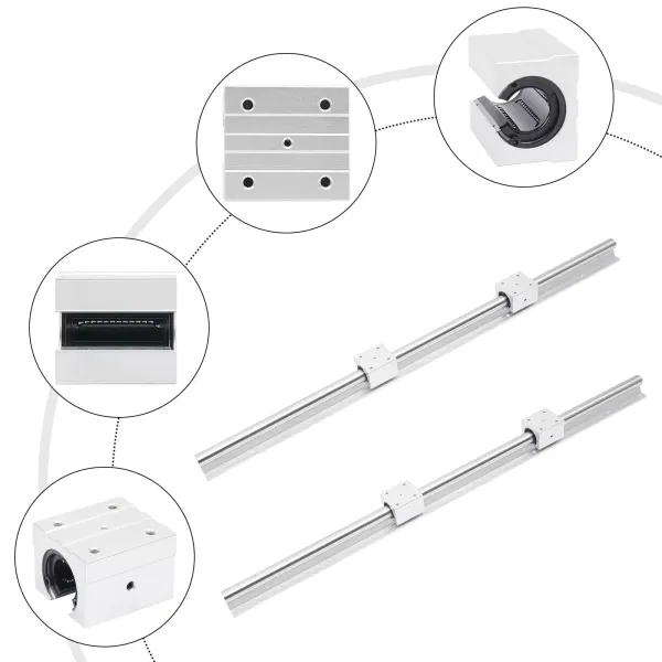 2pcs SBR25 Linear Guide 1000mm G6 Slide Rail High Precision with 4pcs SBR25UU Bearing Blocks for DIY 3D Printers
