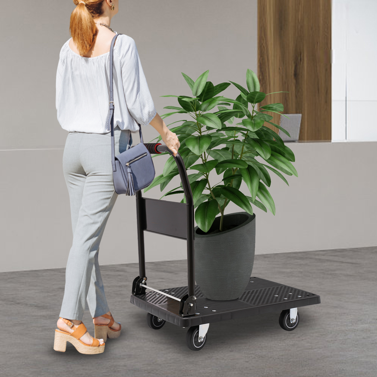 48 x 72 x 85 cm folding cart with silent wheels flat hand cart For Storage Distribution And Transportation Indoors 18.8*28.3*33.4in Black 48 x 72 x 85 cm folding cart with silent wheels flat hand cart For Storage Distribution And Transportation Indoors 18.8*28.3*33.4in Black