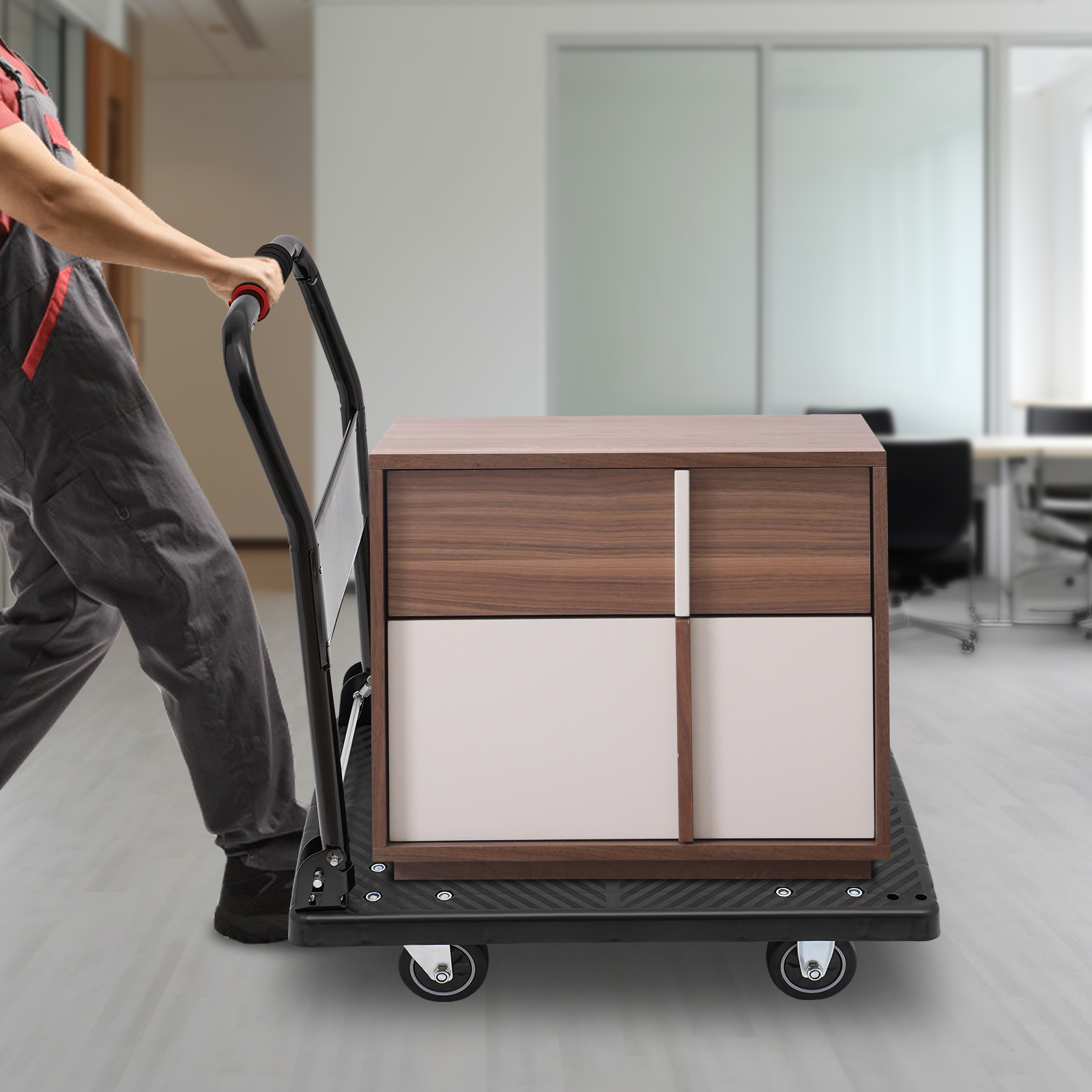 48 x 72 x 85 cm folding cart with silent wheels flat hand cart For Storage Distribution And Transportation Indoors 18.8*28.3*33.4in Black 48 x 72 x 85 cm folding cart with silent wheels flat hand cart For Storage Distribution And Transportation Indoors 18.8*28.3*33.4in Black