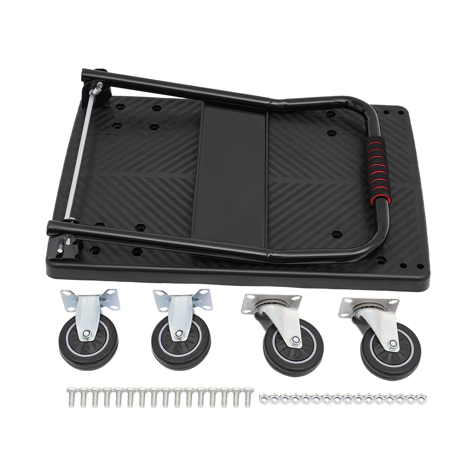 48 x 72 x 85 cm folding cart with silent wheels flat hand cart For Storage Distribution And Transportation Indoors 18.8*28.3*33.4in Black 48 x 72 x 85 cm folding cart with silent wheels flat hand cart For Storage Distribution And Transportation Indoors 18.8*28.3*33.4in Black