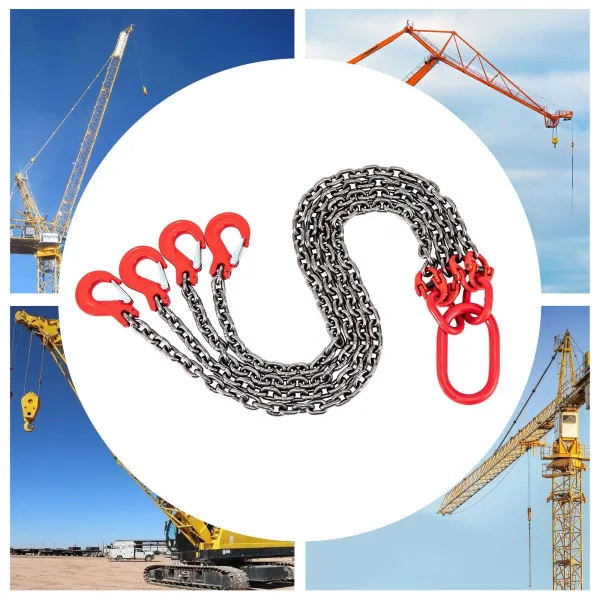 5FT Chain Sling 5/16 Inch *5FT Lift Chain Chain Hoist Lifts with 4 Leg Grab Hooks Used in Mining, Machinery