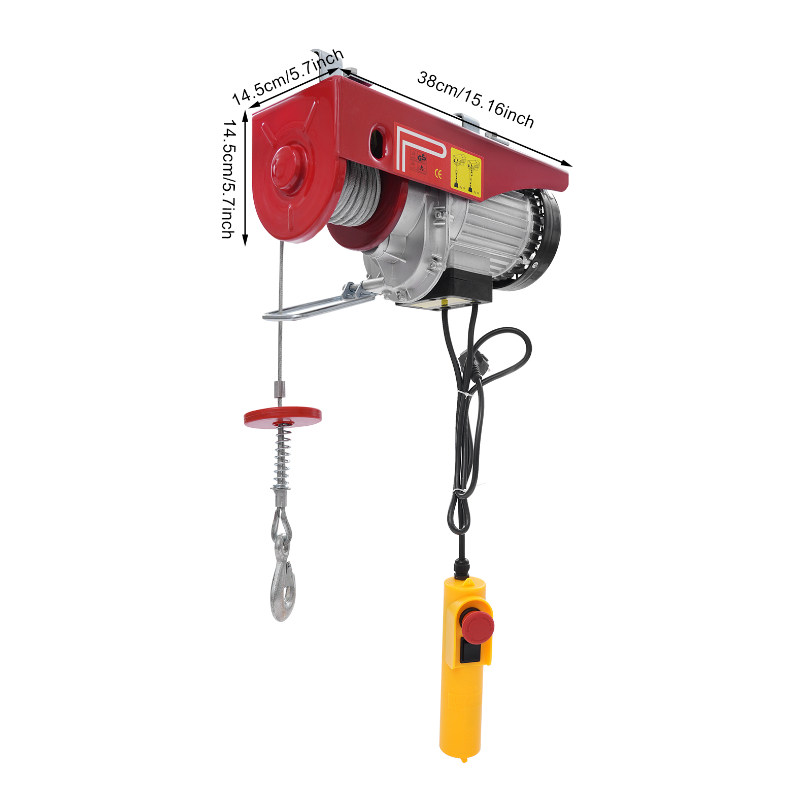 600kg with Emergency Stop 12m Wire Rope Electric Hoist, Electric Hoist with Cable Remote Control, Electric Hoist for Garage, Warehouses 600kg with Emergency Stop 12m Wire Rope Electric Hoist, Electric Hoist with Cable Remote Control, Electric Hoist for Garage, Warehouses