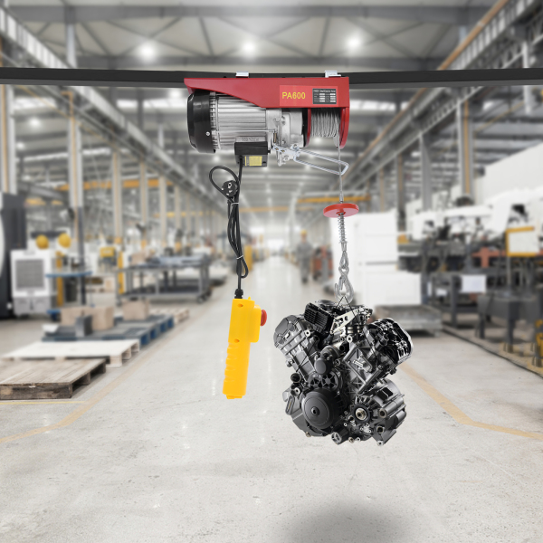 600kg with Emergency Stop 12m Wire Rope Electric Hoist, Electric Hoist with Cable Remote Control, Electric Hoist for Garage, Warehouses