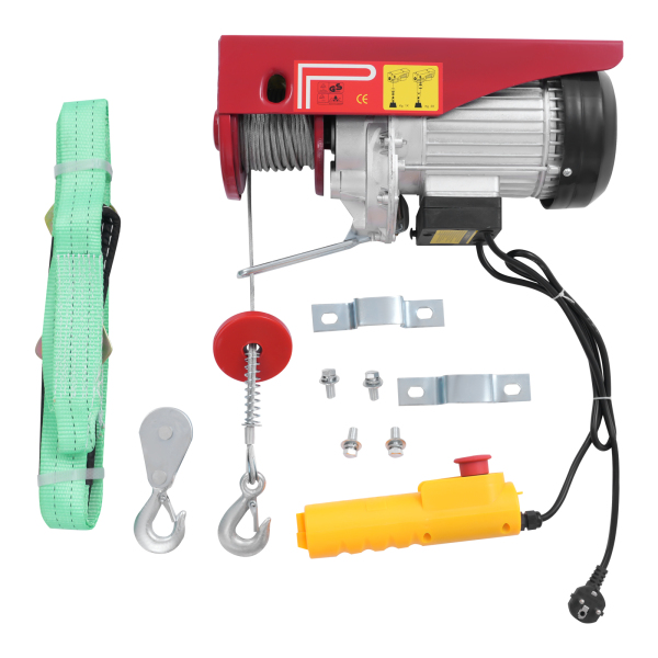 600kg with Emergency Stop 12m Wire Rope Electric Hoist, Electric Hoist with Cable Remote Control, Electric Hoist for Garage, Warehouses
