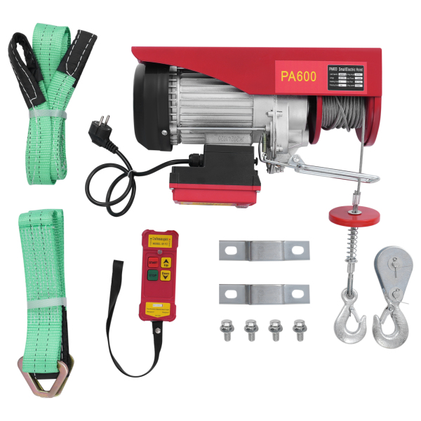 600kg 12m Wire Rope Electric Hoist with Wireless Remote Control, Wireless Control Electric Hoist, Double Sling Electric Hoist