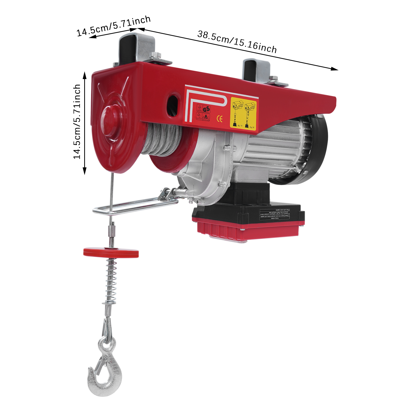 600kg 12m Wire Rope Electric Hoist with Wireless Remote Control, Wireless Control Electric Hoist, Double Sling Electric Hoist