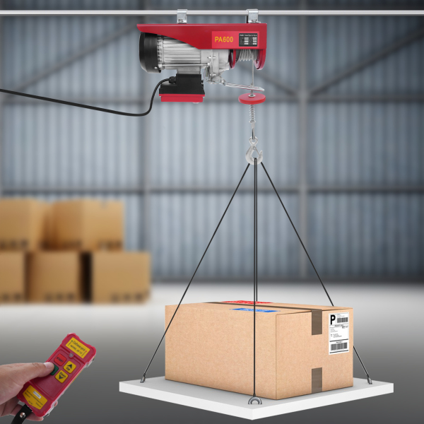 600kg 12m Wire Rope Electric Hoist with Wireless Remote Control, Wireless Control Electric Hoist, Double Sling Electric Hoist
