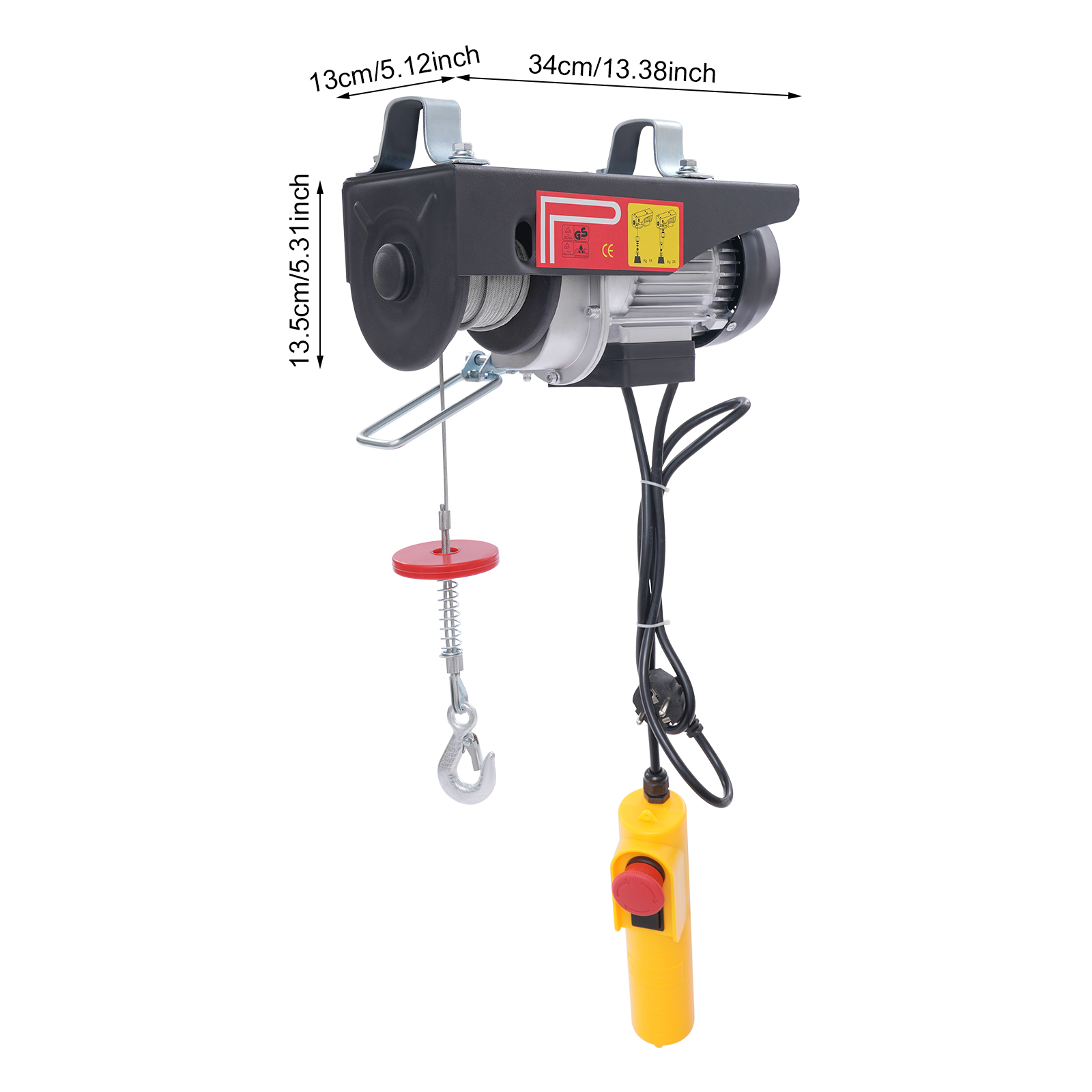 Electric Hoist, Electric Hoist with Cable Remote Control for Garage, Warehouses - 250kg with Emergency Stop 18m Steel Wire Rope Black Electric Hoist, Electric Hoist with Cable Remote Control for Garage, Warehouses - 250kg with Emergency Stop 18m Steel Wire Rope Black