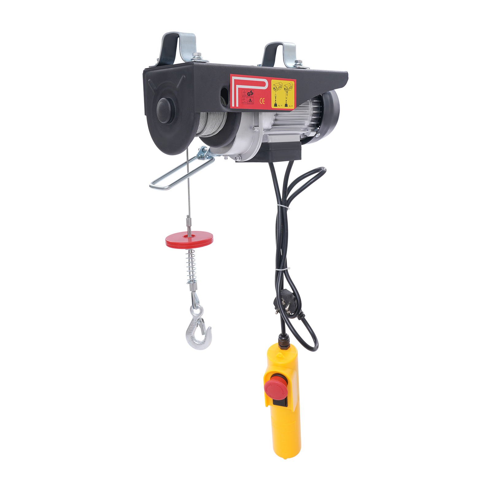 Electric Hoist, Electric Hoist with Cable Remote Control for Garage, Warehouses - 250kg with Emergency Stop 18m Steel Wire Rope Black Electric Hoist, Electric Hoist with Cable Remote Control for Garage, Warehouses - 250kg with Emergency Stop 18m Steel Wire Rope Black