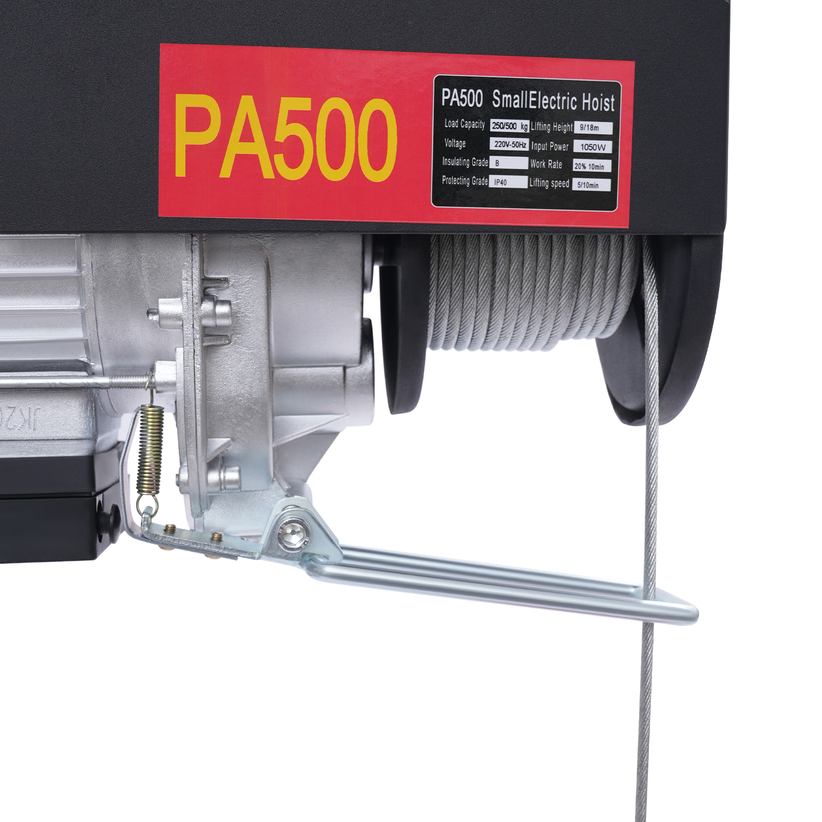 Electric Hoist, Electric Hoist with Cable Remote Control for Garage, Warehouses - 500kg with Emergency Stop 18m Steel Wire Rope Black Electric Hoist, Electric Hoist with Cable Remote Control for Garage, Warehouses - 500kg with Emergency Stop 18m Steel Wire Rope Black