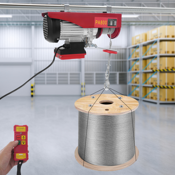 800kg 12m Wire Rope Electric Hoist with Wireless Remote Control, Wireless Control Electric Hoist, Double Sling Electric Hoist