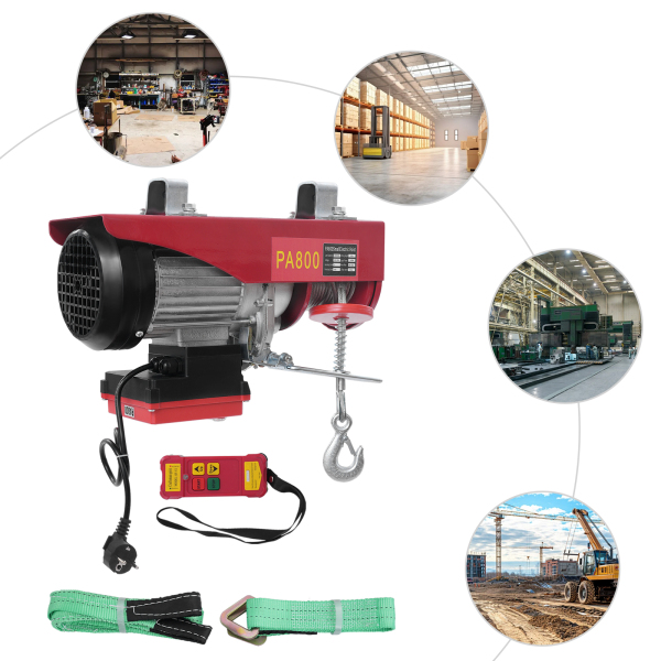800kg 12m Wire Rope Electric Hoist with Wireless Remote Control, Wireless Control Electric Hoist, Double Sling Electric Hoist