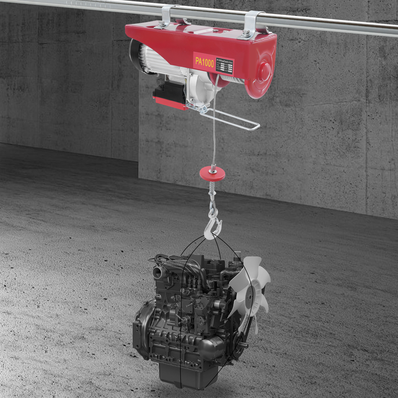 1000kg 12m Wire Rope Electric Hoist with Wireless Remote Control, Wireless Control Electric Hoist, Double Sling Electric Hoist 1000kg 12m Wire Rope Electric Hoist with Wireless Remote Control, Wireless Control Electric Hoist, Double Sling Electric Hoist