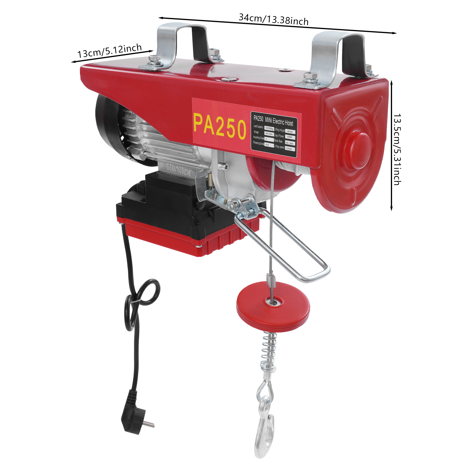 250kg 12m Wire Rope Electric Hoist with Wireless Remote Control, Wireless Control Electric Hoist, Double Sling Electric Hoist