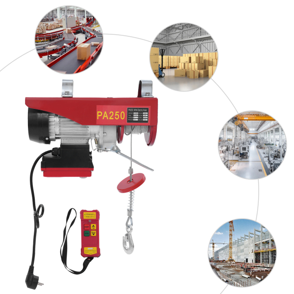250kg 12m Wire Rope Electric Hoist with Wireless Remote Control, Wireless Control Electric Hoist, Double Sling Electric Hoist