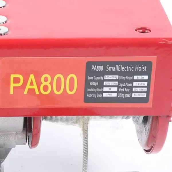 Electric hoist 800/1000 kg with emergency stop switch 220 V 1600 W Electric winch IP40 - Protection class 6 mm Electric hoist 800/1000 kg with emergency stop switch 220 V 1600 W Electric winch IP40 - Protection class 6 mm