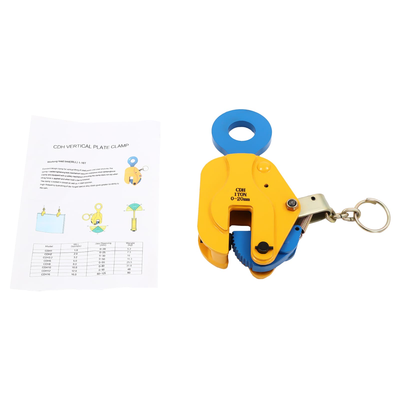 Vertical Plate Lifting Clamp, Sheet Metal Lifting Clamp, Heavy Duty Plate Clamp, Load Capacity 1T/ 2204.62 lbs Vertical Plate Lifting Clamp, Sheet Metal Lifting Clamp, Heavy Duty Plate Clamp, Load Capacity 1T/ 2204.62 lbs