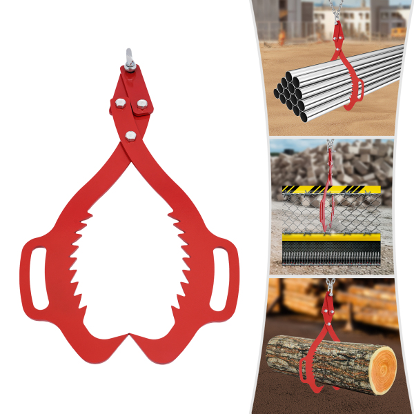 Heavy Duty Grapple Timber Claw, Lumber Skidding Suitable For Forestry Ranching Construction And Daily Use Red Log Lifting Tong