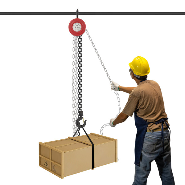 Manual Chain Hoist, 1T Chain Hoist, Hand Chain Hoist for most Industrial Fields, including Transportation, Factories - Red