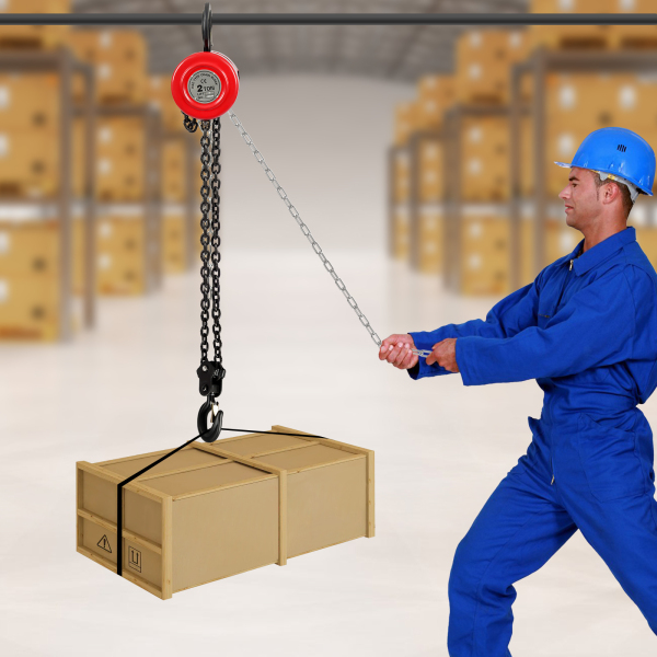 3m Manual Chain Hoist, 2T Chain Hoist, Hand Chain Hoist for Transportation, Factories, Farms, Garages - Red