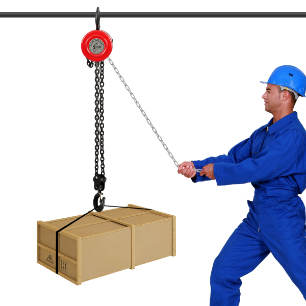 3m Manual Chain Hoist, 2T Chain Hoist, Hand Chain Hoist for Transportation, Factories, Farms, Garages - Red