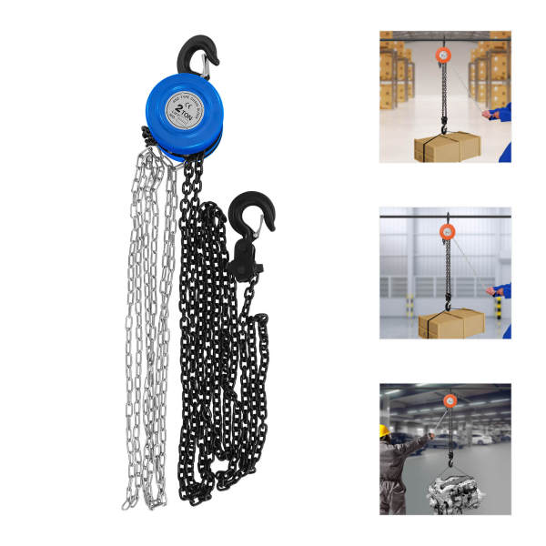 Blue 2T 3m Hand Chain Hoist, Manual Chain Hoist - 4409.25 lbs Capacity, Anti-Reverse Lock