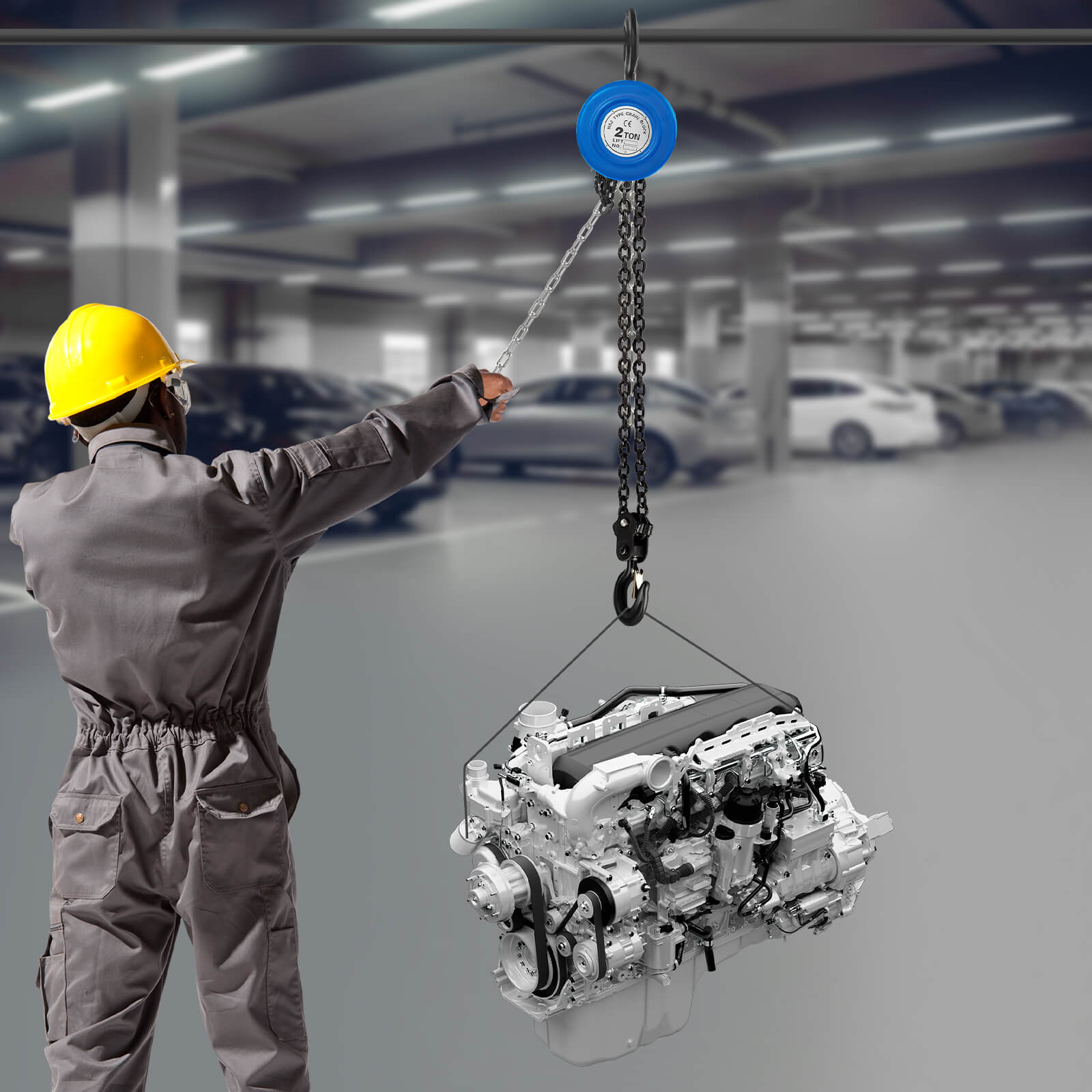 Blue 2T 3m Hand Chain Hoist, Manual Chain Hoist - 4409.25 lbs Capacity, Anti-Reverse Lock Blue 2T 3m Hand Chain Hoist, Manual Chain Hoist - 4409.25 lbs Capacity, Anti-Reverse Lock