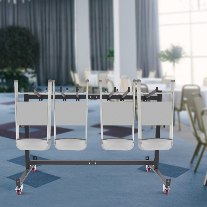 Folding table and chair trolley, folding chair frame, chair frame with 4 casters, 85.3*180.6*113.5cm Folding table and chair trolley, folding chair frame, chair frame with 4 casters, 85.3*180.6*113.5cm