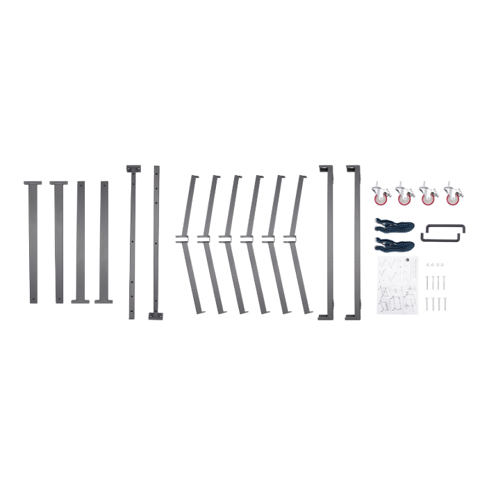 Folding table and chair trolley, folding chair frame, chair frame with 4 casters, 85.3*180.6*113.5cm Folding table and chair trolley, folding chair frame, chair frame with 4 casters, 85.3*180.6*113.5cm