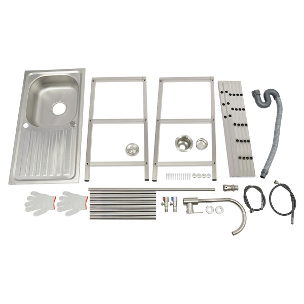 75x40x78cm Stainless Steel Kitchen Sink, Freestanding Outdoor Kitchen Utility Sink, Stainless Steel Sink with Faucet