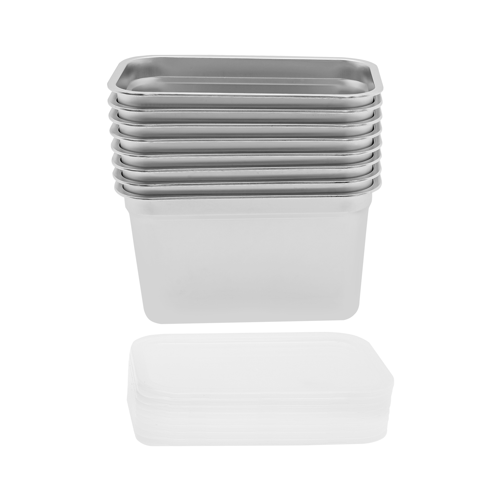 8PCS 6 inches Hotel Pots, Stainless Steel Steamer Pans, Stainless Steel Food Containers with Lids 8PCS 6 inches Hotel Pots, Stainless Steel Steamer Pans, Stainless Steel Food Containers with Lids