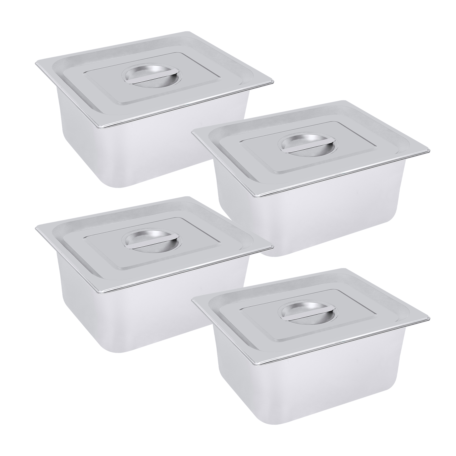 4 packs of stainless steel steaming pans, Capacity of each product: 7L, 32.5*26.5*26.5*15cm, Silver