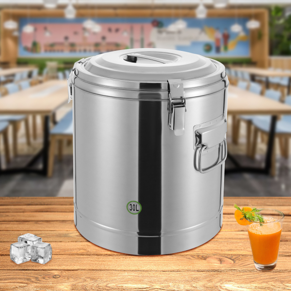 Isothermal bucket, Isothermal soup container, Isothermal soup carrier, Capacity: 30L, 34.5*38.5cm, Silver