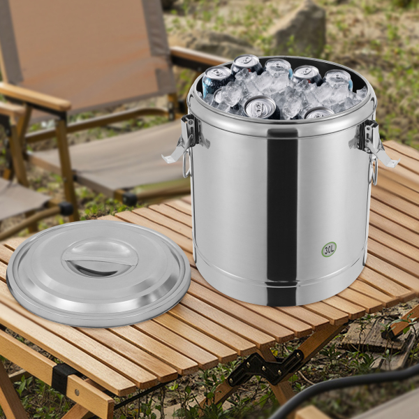 Isothermal bucket, Isothermal soup container, Isothermal soup carrier, Capacity: 30L, 34.5*38.5cm, Silver