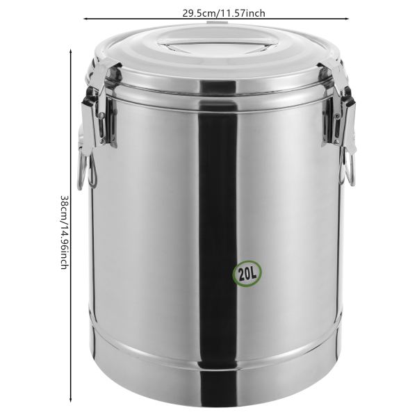 Isothermal Bucket, Isothermal Soup Container, Excellent insulation performance, 29.5*38cm, Silver
