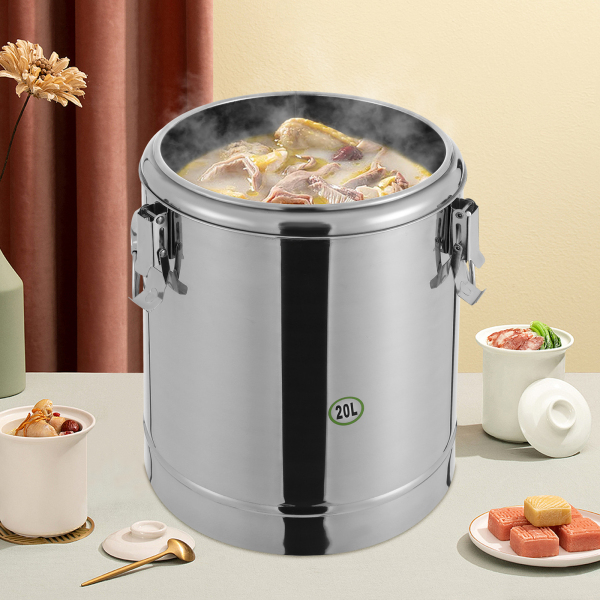 Isothermal Bucket, Isothermal Soup Container, Excellent insulation performance, 29.5*38cm, Silver