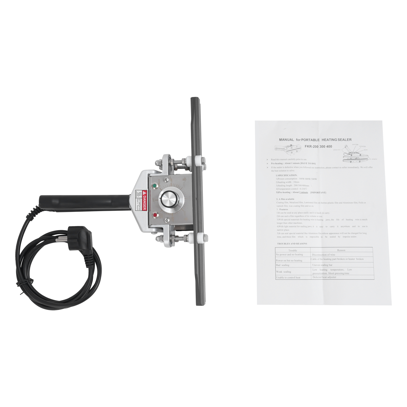 12in Sealing Machine, Portable Heat Sealer, Portable Hand Held Crimp Sealer - Black
