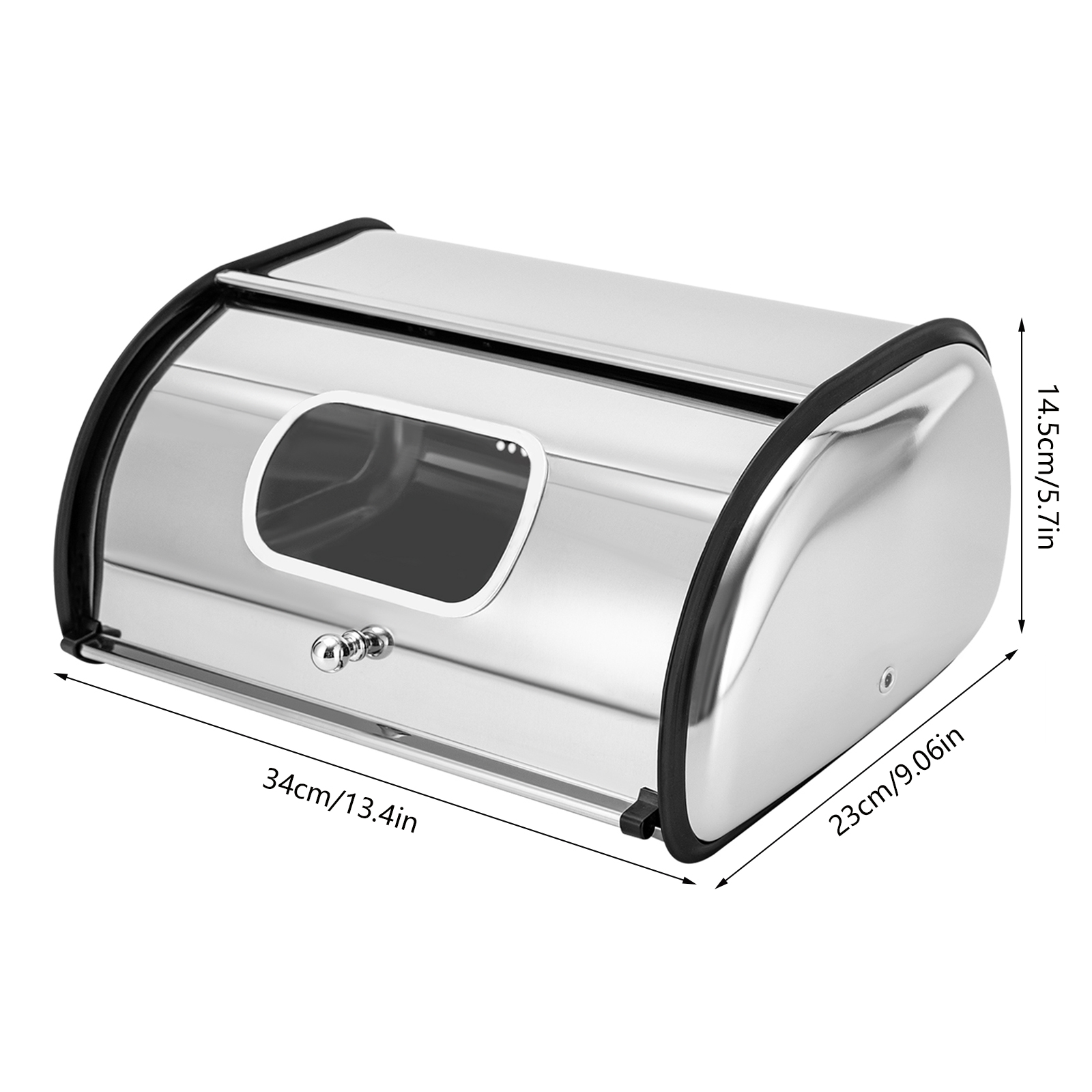 Stainless Steel Bread Box for Kitchen Countertop, Stainless Steel Bread Storage Container with Roll-up Lid and Clear Window Stainless Steel Bread Box for Kitchen Countertop, Stainless Steel Bread Storage Container with Roll-up Lid and Clear Window