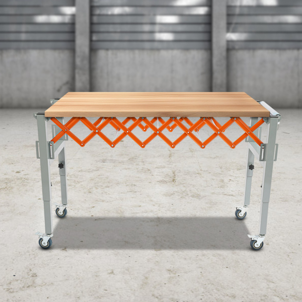 130cm Orange Adjustable Conveyor Roller Table, Adjustable Conveyor Table, Flexible and Extendable Conveyor Roller Table