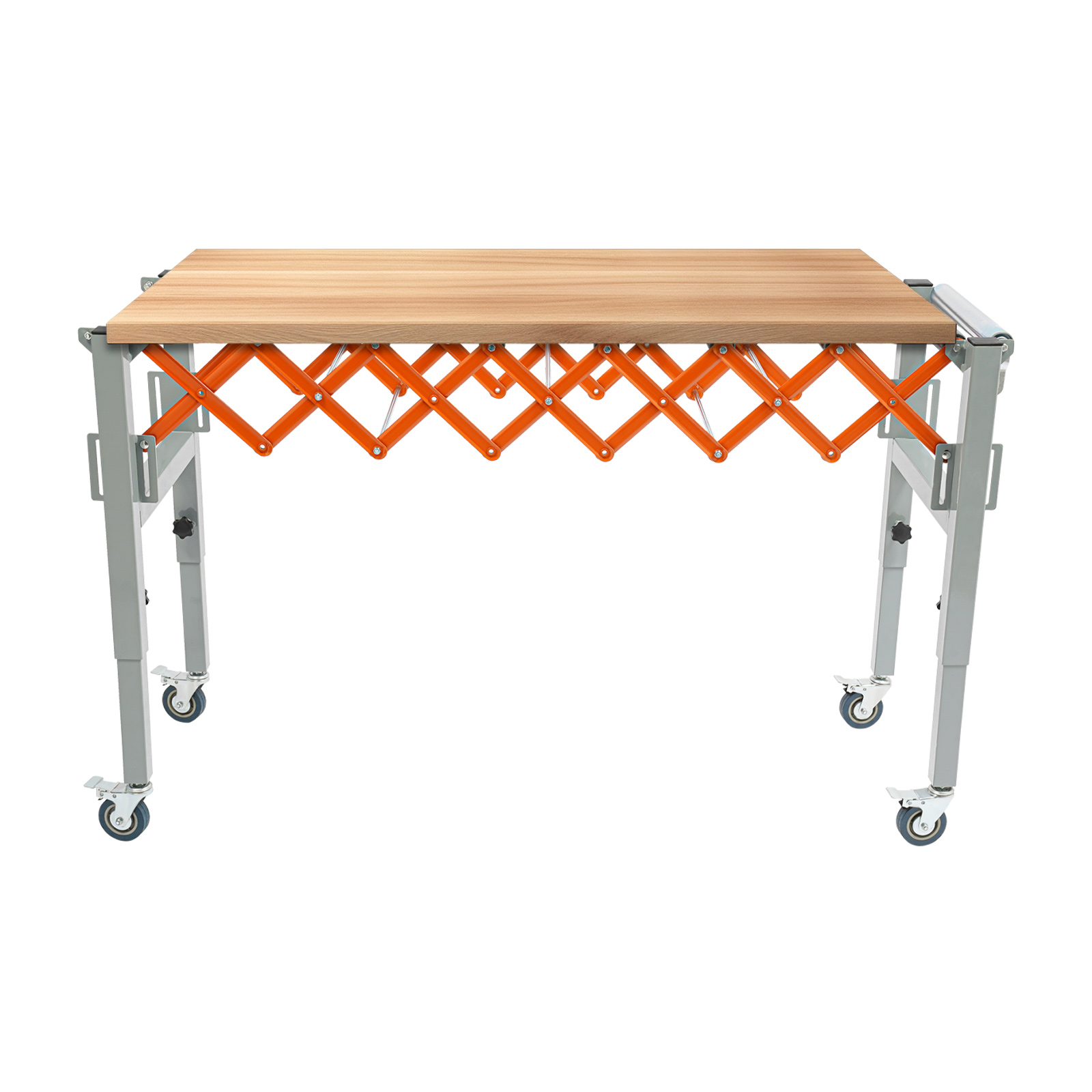 130cm Orange Adjustable Conveyor Roller Table, Adjustable Conveyor Table, Flexible and Extendable Conveyor Roller Table