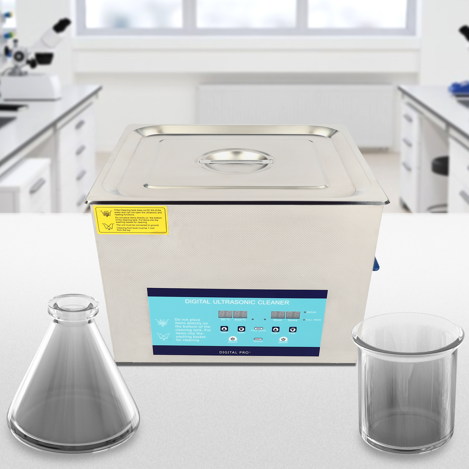 Professional Ultrasonic Cleaner with Heating Basket Digital Timer Ultrasonic Heater 15L 220V Used In Homes Laboratories