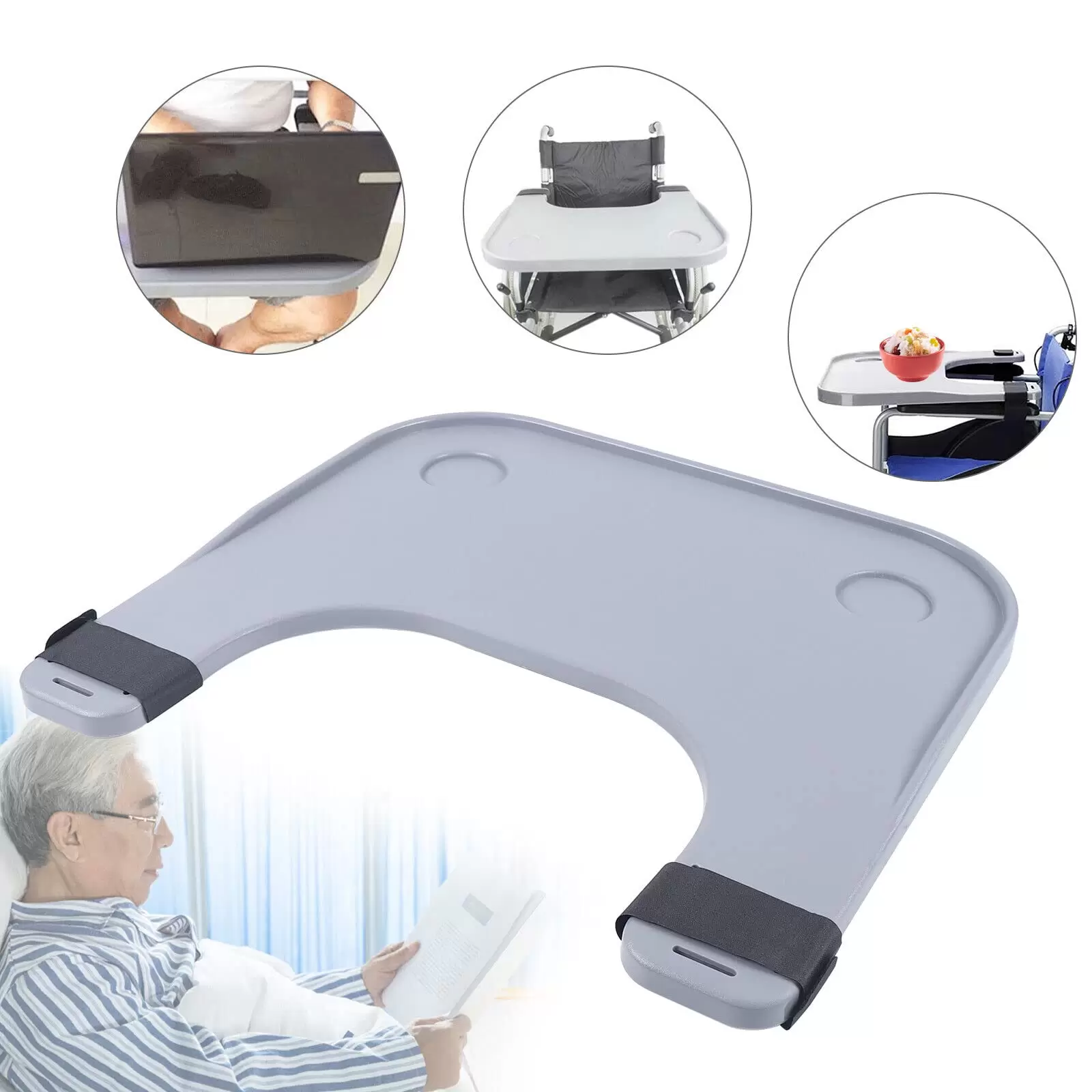 ABS Wheelchair Tray with 2 Cup Holders for Disabled People ABS Wheelchair Tray with 2 Cup Holders for Disabled People