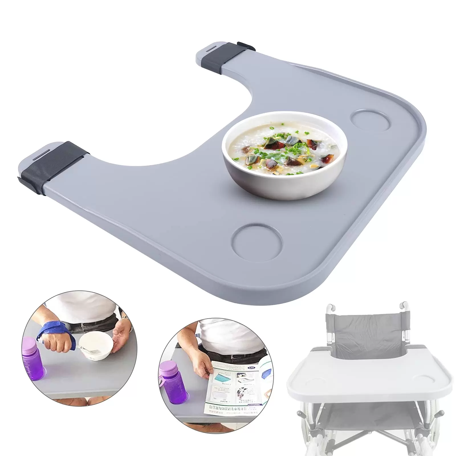 ABS Wheelchair Tray with 2 Cup Holders for Disabled People ABS Wheelchair Tray with 2 Cup Holders for Disabled People
