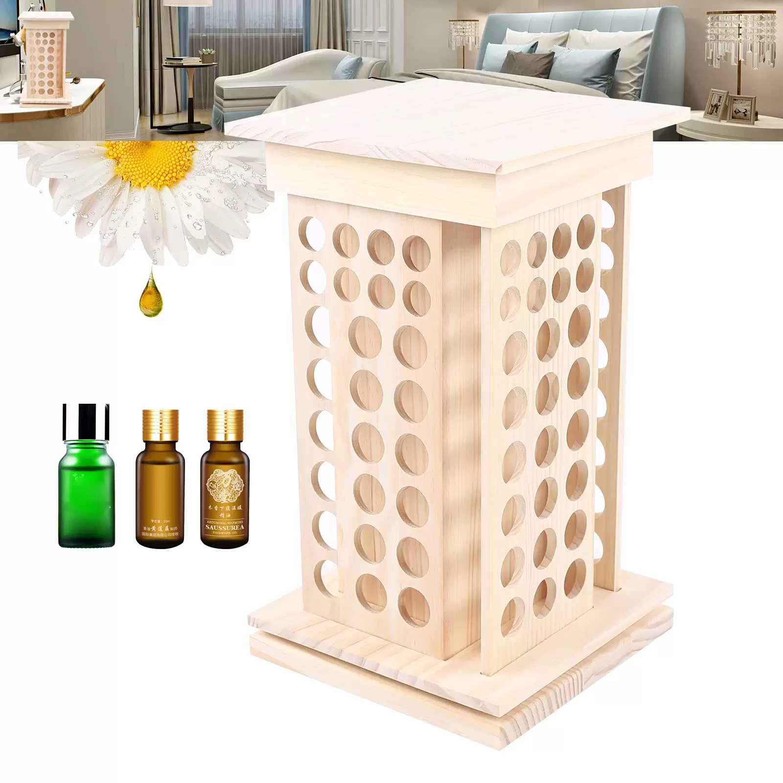 Essential Oil Storage Rack - 104 Compartments - For Displaying and Organizing - 8 Tiers - Wooden Essential Oil Storage Rack - 104 Compartments - For Displaying and Organizing - 8 Tiers - Wooden