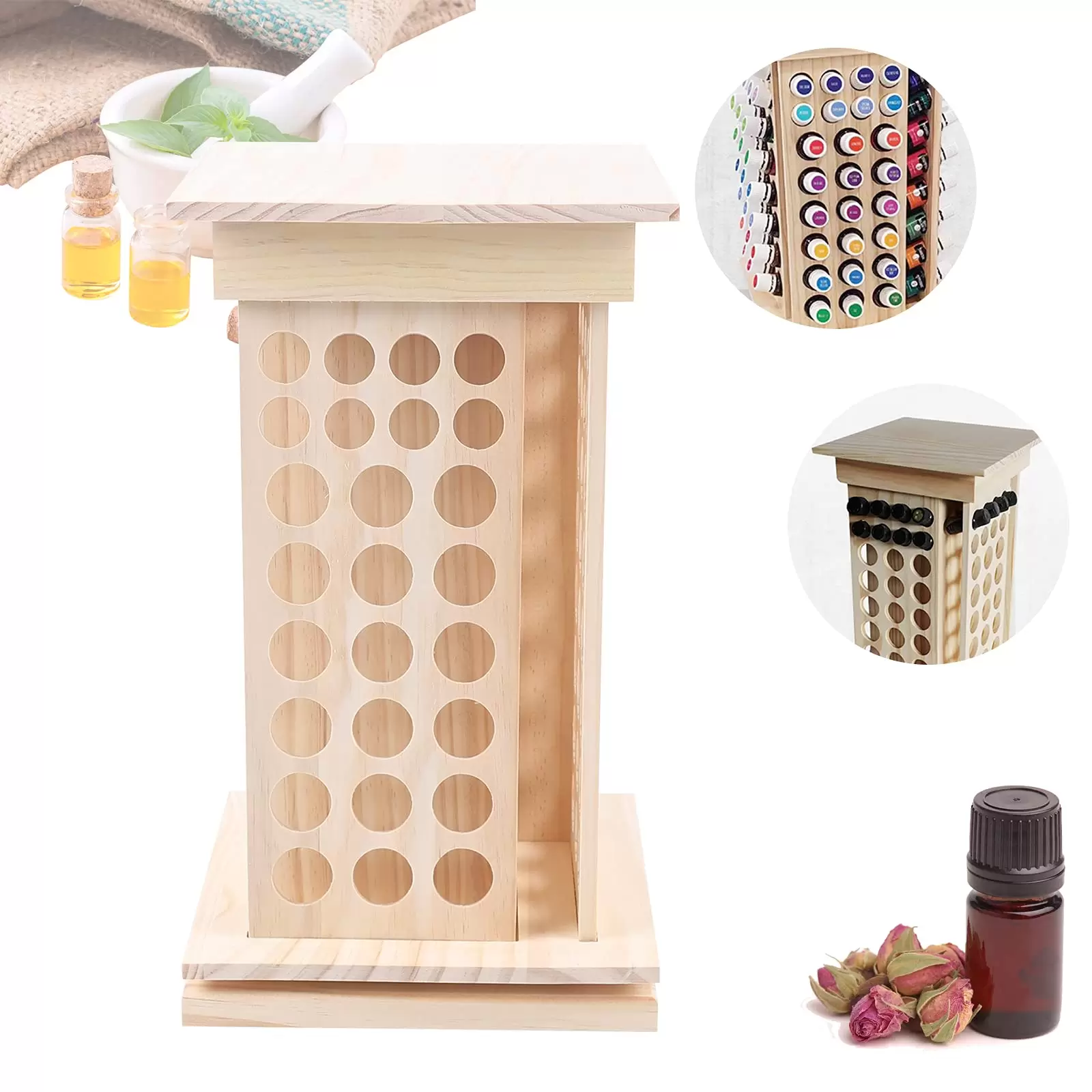 Essential Oil Storage Rack - 104 Compartments - For Displaying and Organizing - 8 Tiers - Wooden Essential Oil Storage Rack - 104 Compartments - For Displaying and Organizing - 8 Tiers - Wooden