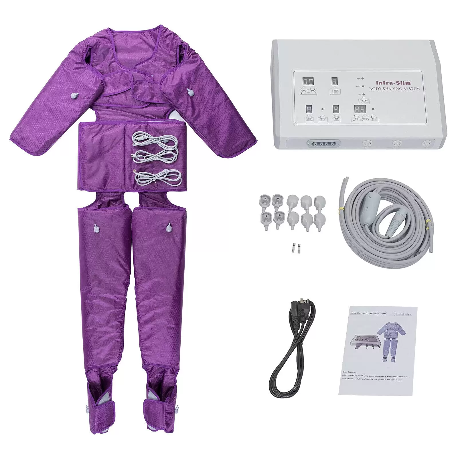 Full Body Massager Pressotherapy Lymphatic Drainage Adjustable Massager Purple with  Far Infrared Ray Heating and Air Pressure Massage Therapy