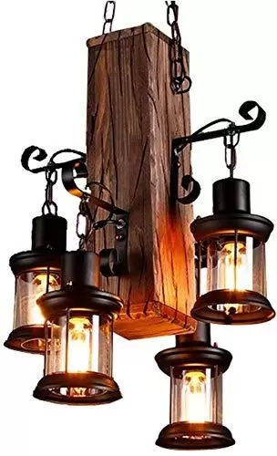 Retro Industrial Loft Bar Pendant Lamp 4 Lights Decorative Vintage Chandelier for Living Room