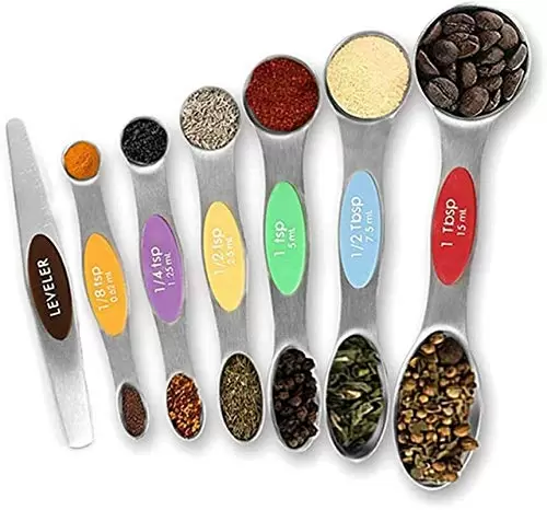 6 Colorful Metal Measuring Spoons Stainless Steel Double Sided Coffee Spoons for Chef