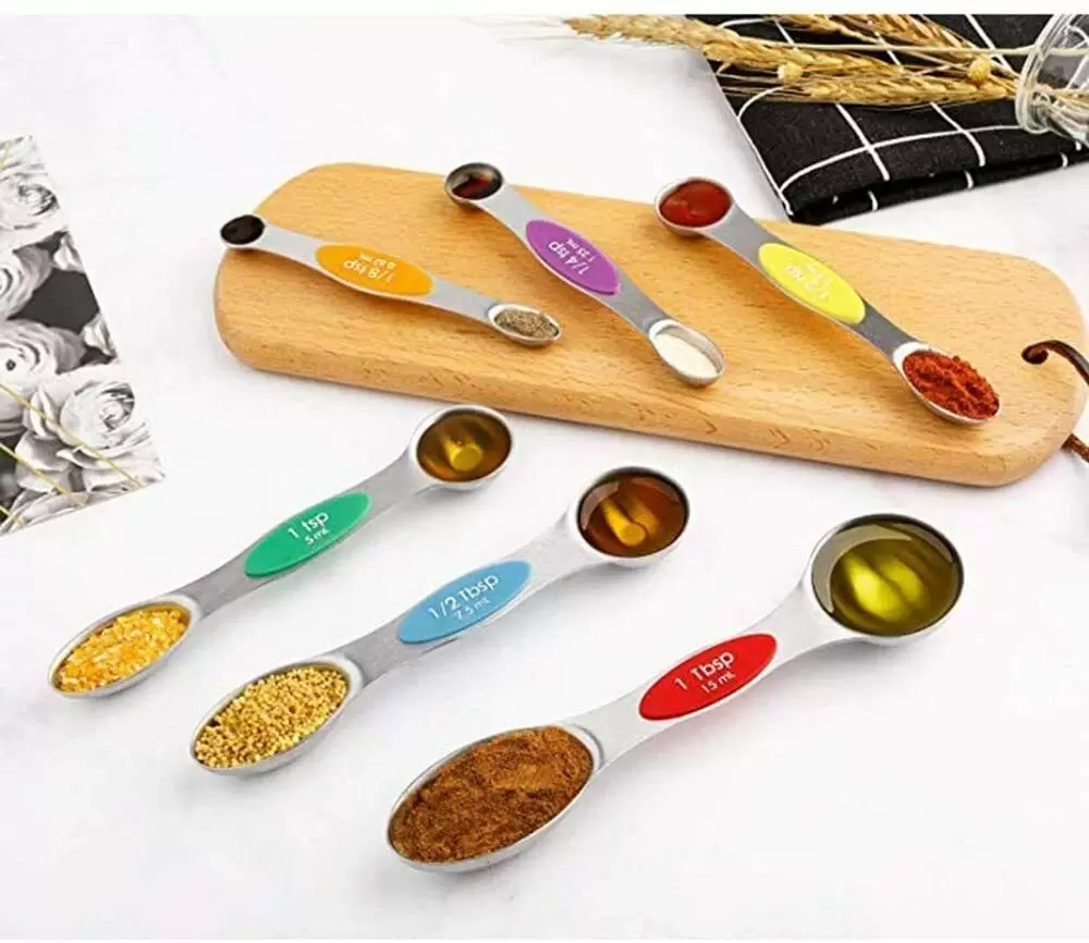 6 Colorful Metal Measuring Spoons Stainless Steel Double Sided Coffee Spoons for Chef 6 Colorful Metal Measuring Spoons Stainless Steel Double Sided Coffee Spoons for Chef